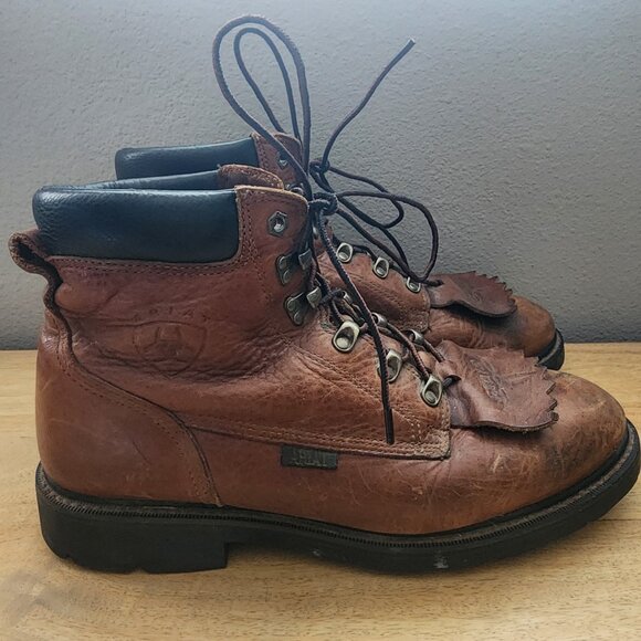 ARIAT Cobalt Lace Up Brown Leather Steel Toe Boots 37320 Mens Sz 12 - Picture 1 of 15